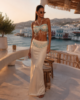 Pearl Embellished Maxi Skirt Set