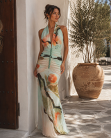 Watercolor Halter Maxi Dress
