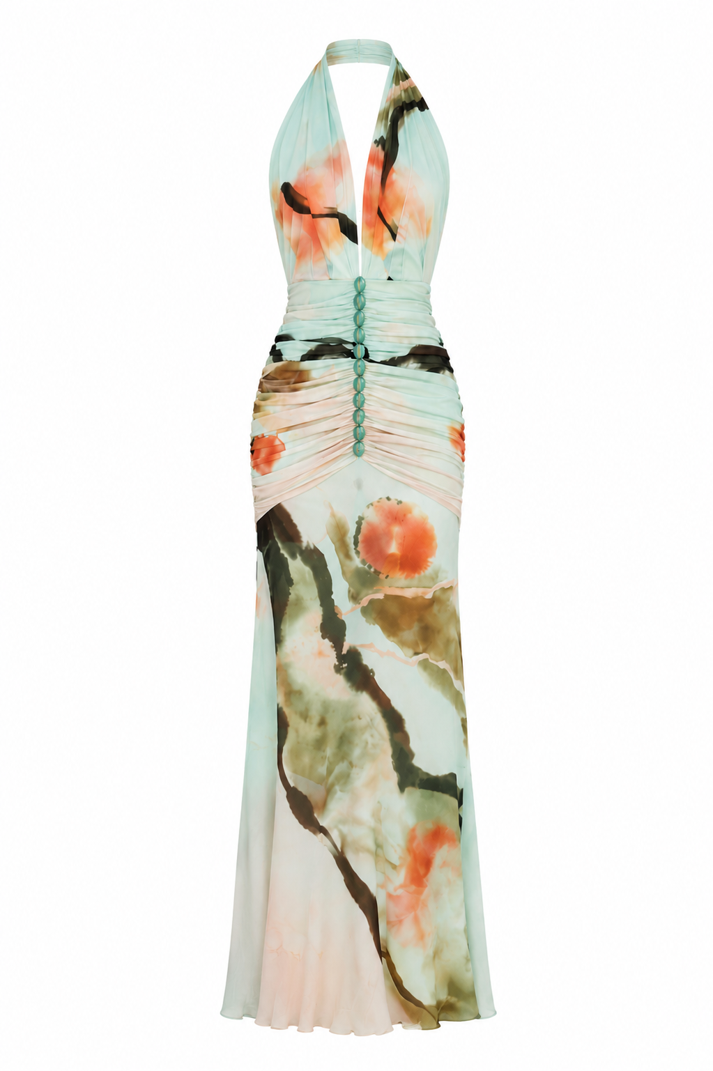 Watercolor Halter Maxi Dress