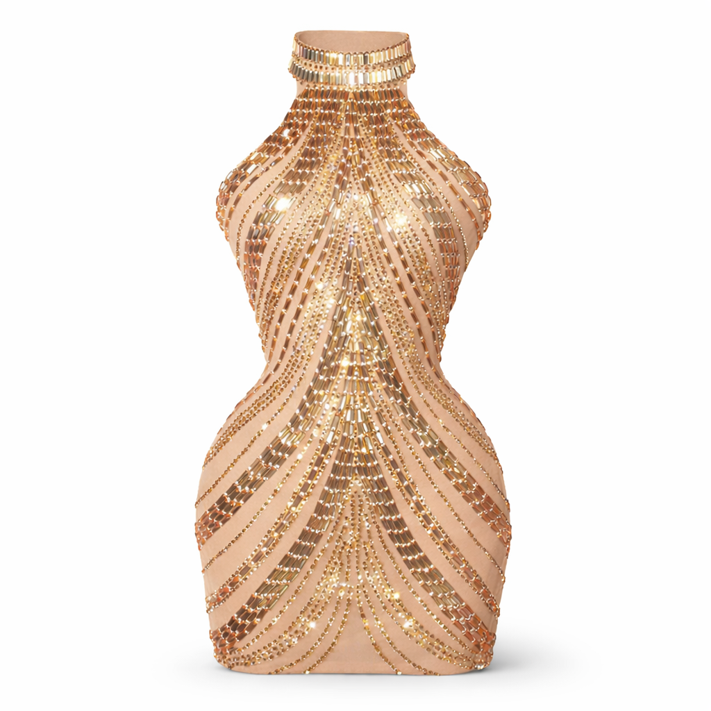 Golden Veil Mini Dress