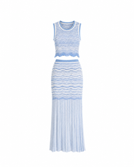 Azure Tide Knit Skirt Set