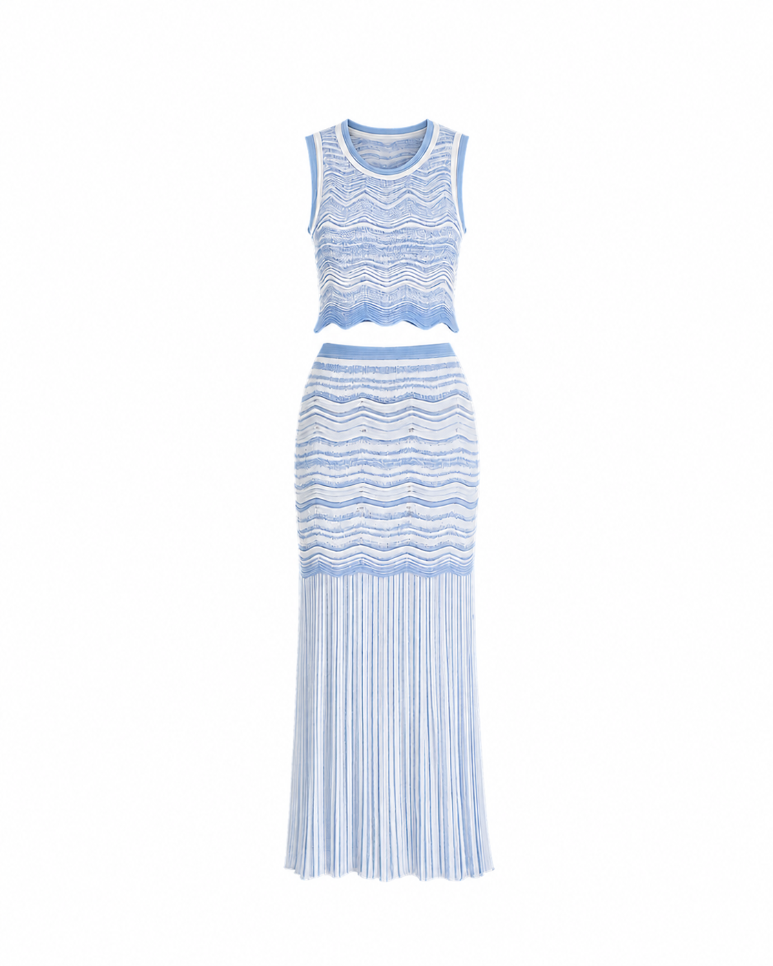 Azure Tide Knit Skirt Set