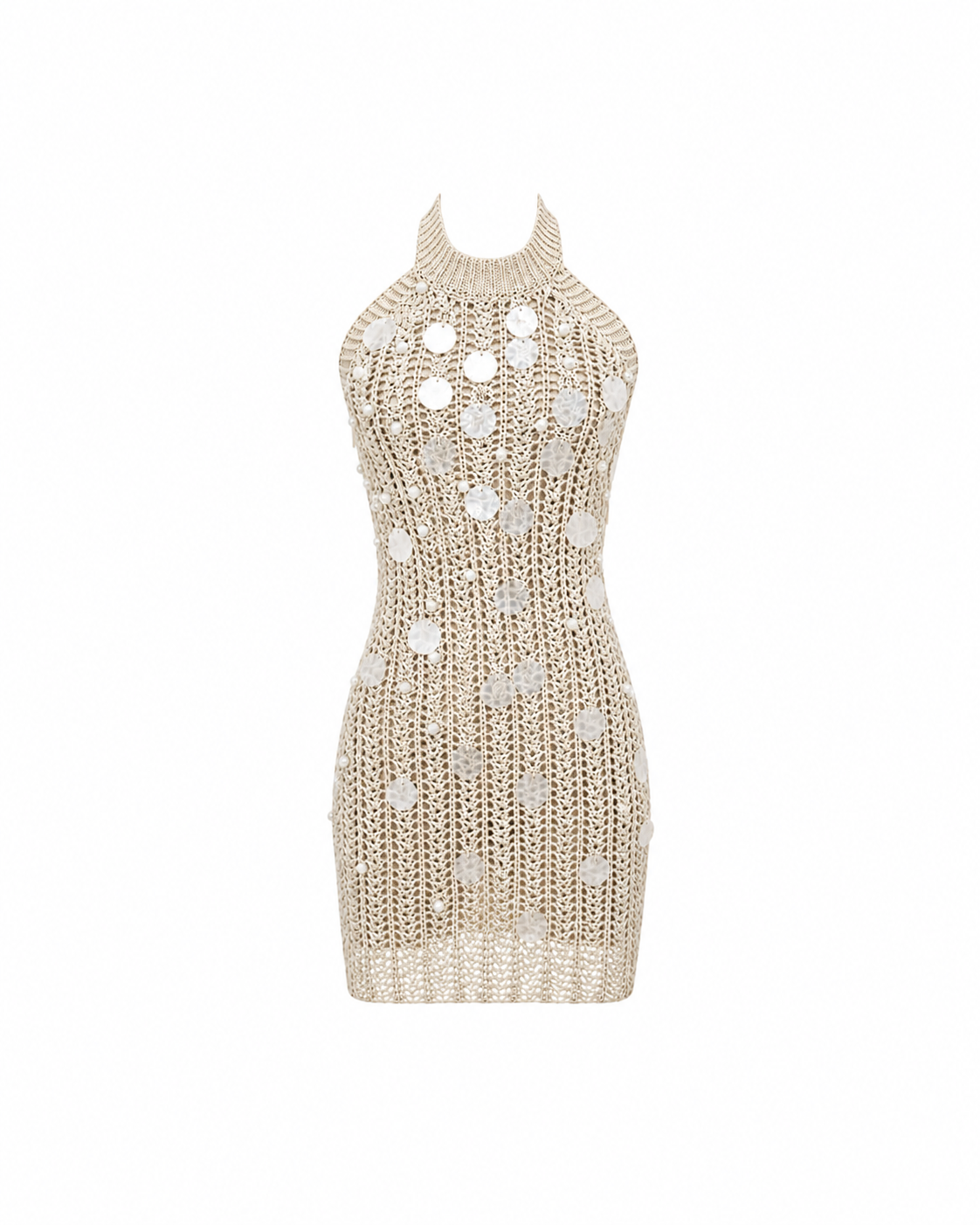 Oceane Pearl Crochet Mini Dress