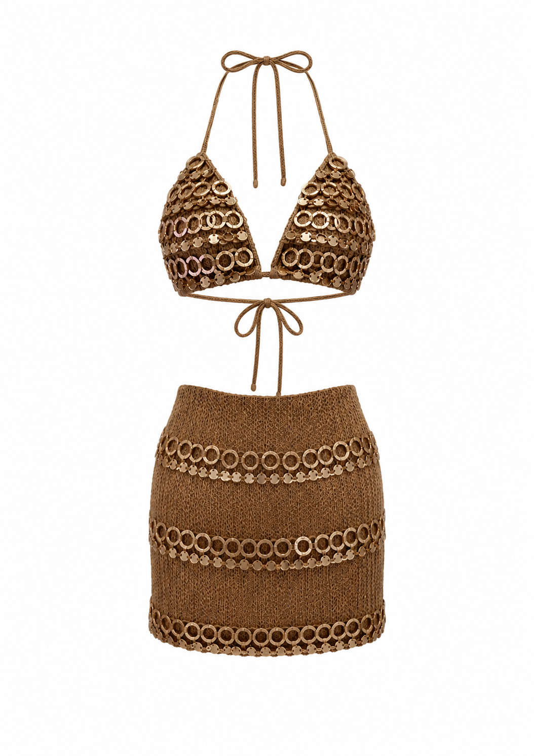 Moonlit Bronze Skirt Set