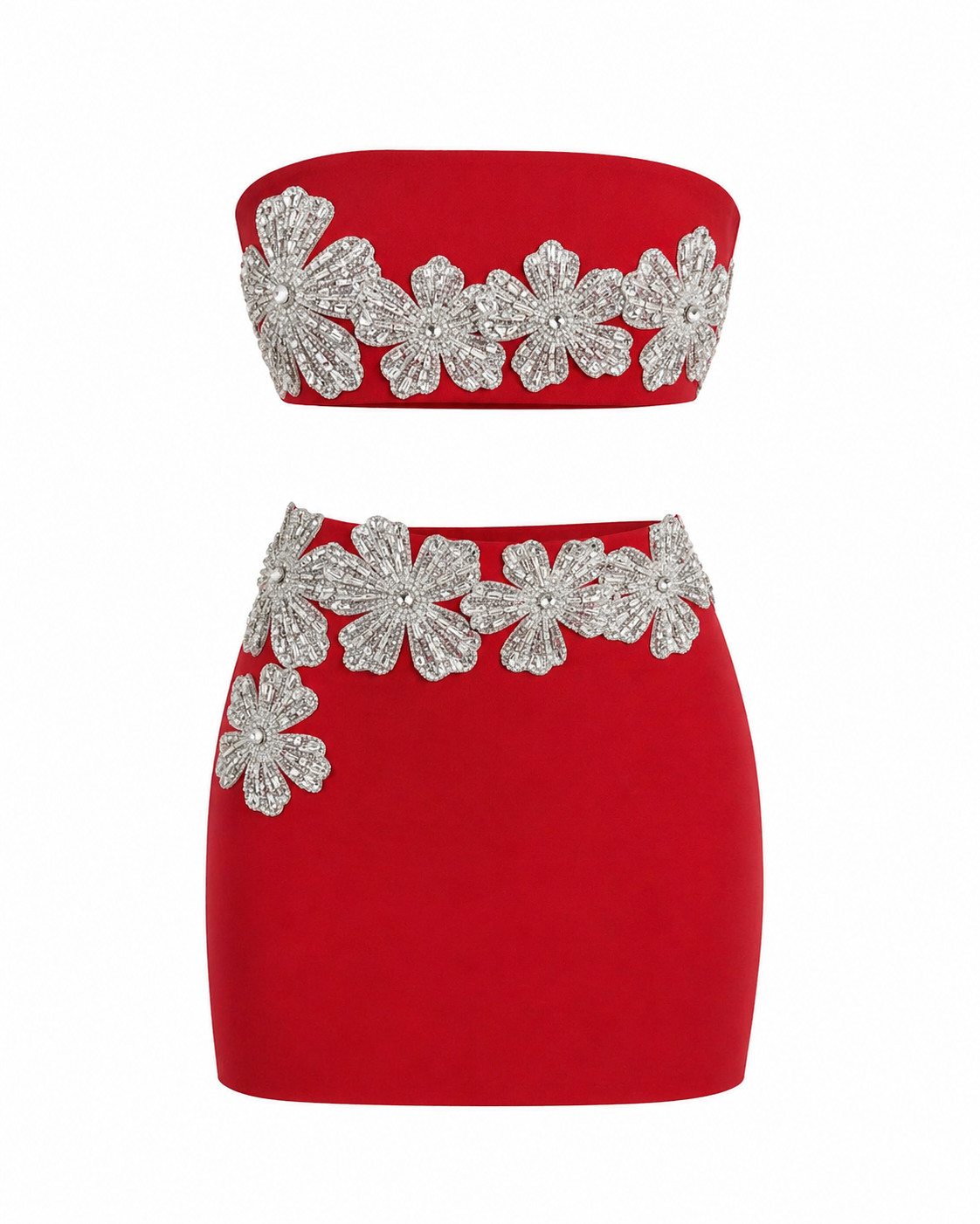 Scarlet Bloom Mini Skirt Set