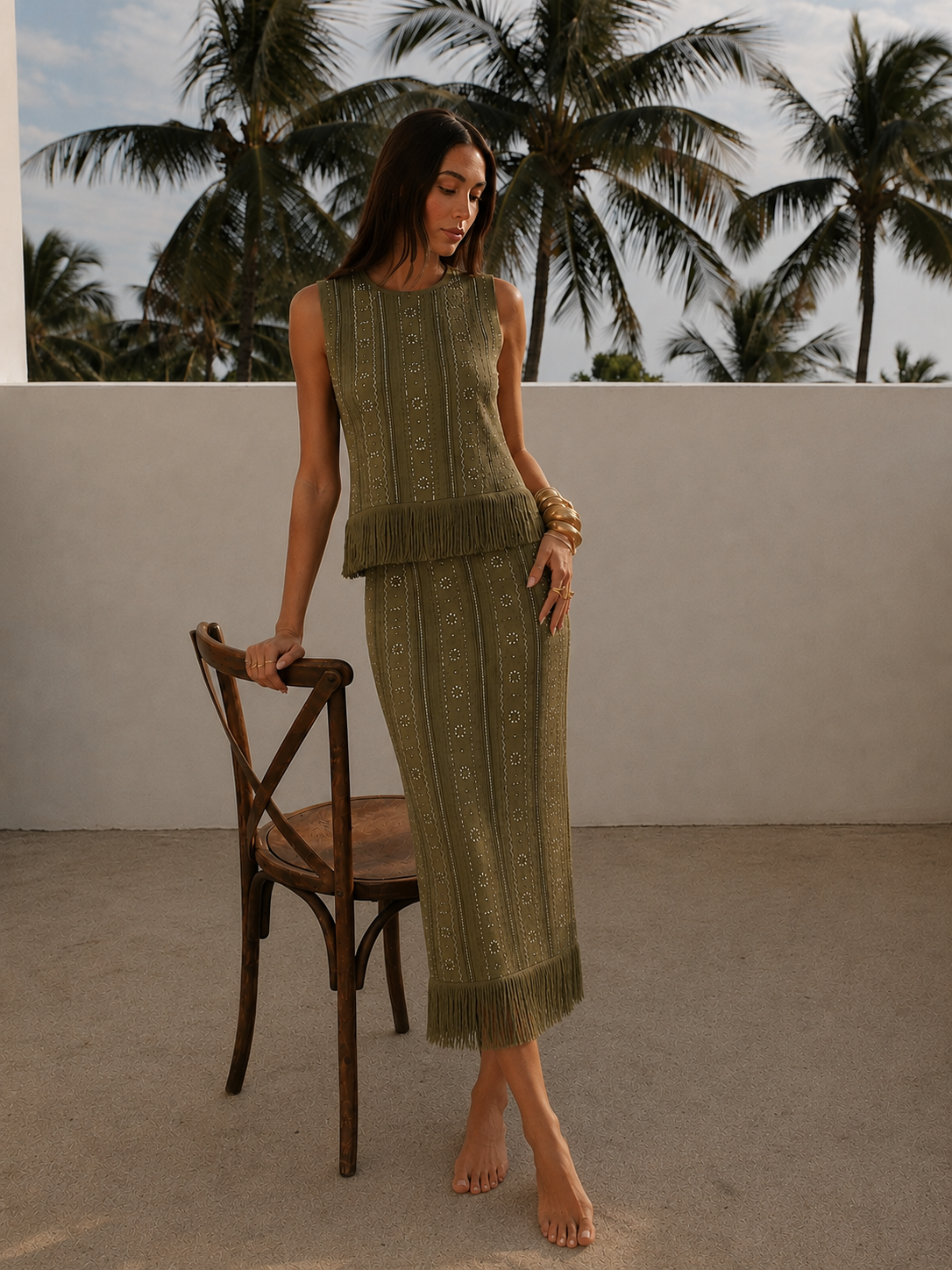 Isola Openwork Knit Skirt Set