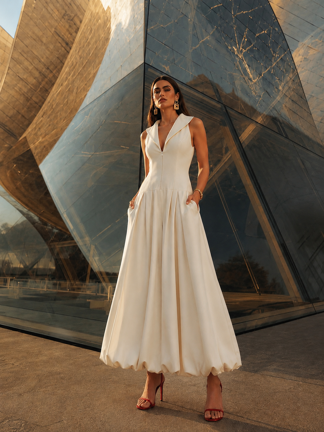 Camille Volume Midi Dress