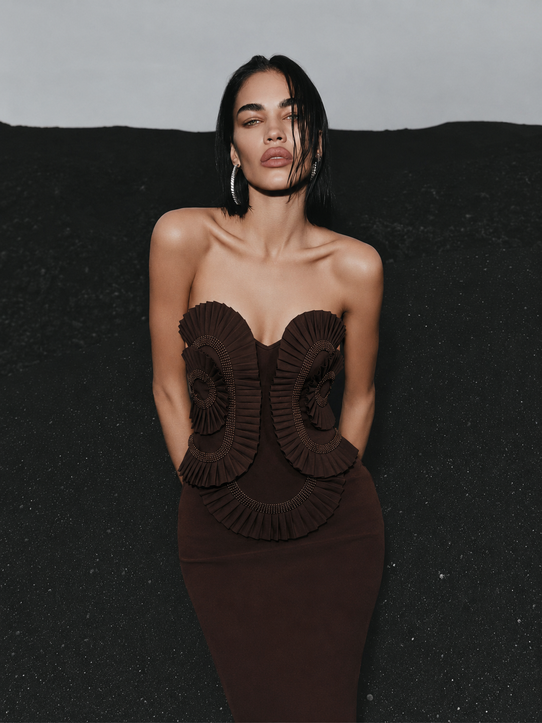 Noir Rosette Sculpt Dress