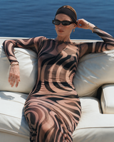 Mocha Mirage Mesh Maxi Dress