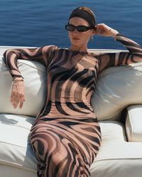 Mocha Mirage Mesh Maxi Dress