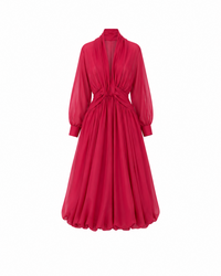 Crimson Veil Balloon Dress