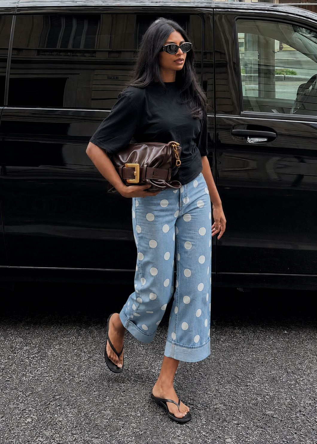 Sky Dot Barrel Jeans