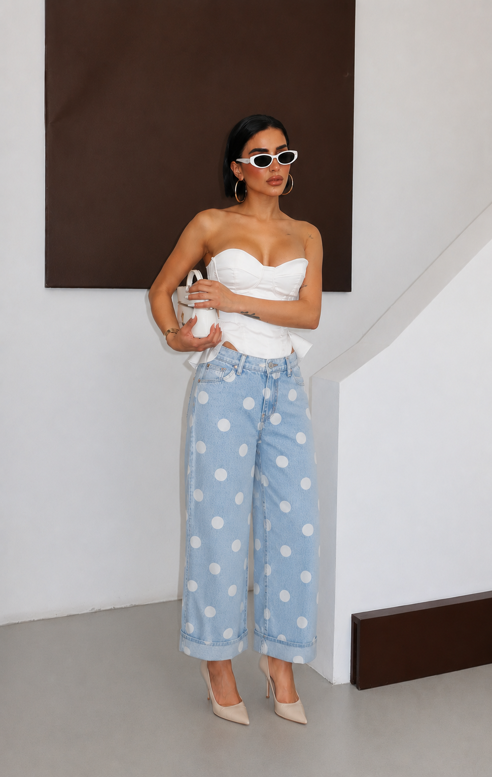 Sky Dot Barrel Jeans