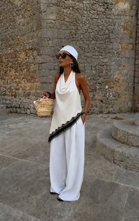Noir Plume Asymmetry Blouse