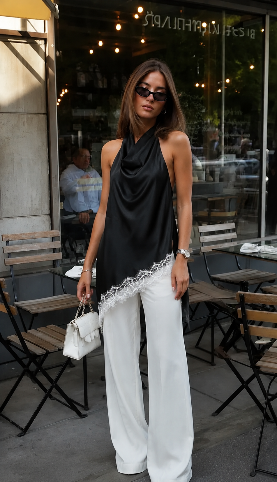 Noir Plume Asymmetry Blouse