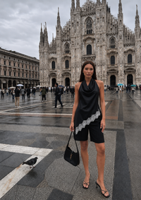 Noir Plume Asymmetry Blouse