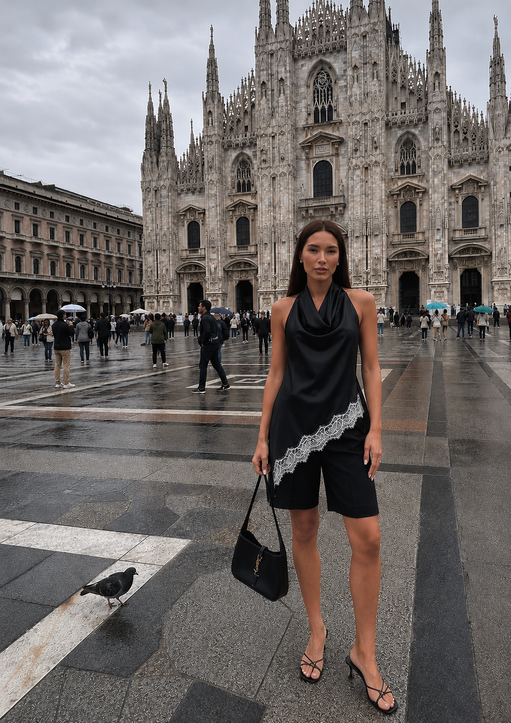 Noir Plume Asymmetry Blouse