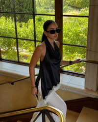 Noir Plume Asymmetry Blouse