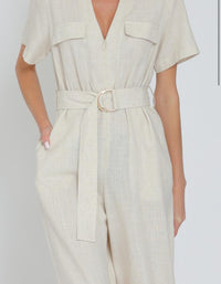 Dianella oatmeal zipper jumpsuit