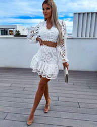 Ethereal lace skirt set