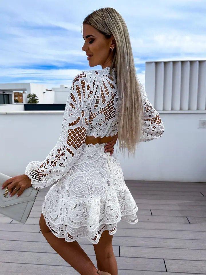 Ethereal lace skirt set