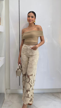 Cream Flora Flow Pants