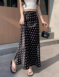 Satin Polka Dot maxi skirt