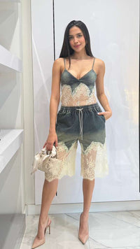 Lace & Denim short set