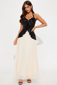 The Pleated Voltage Midi Dress