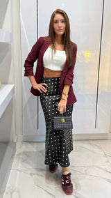 Satin Polka Dot maxi skirt