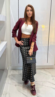 Satin Polka Dot maxi skirt