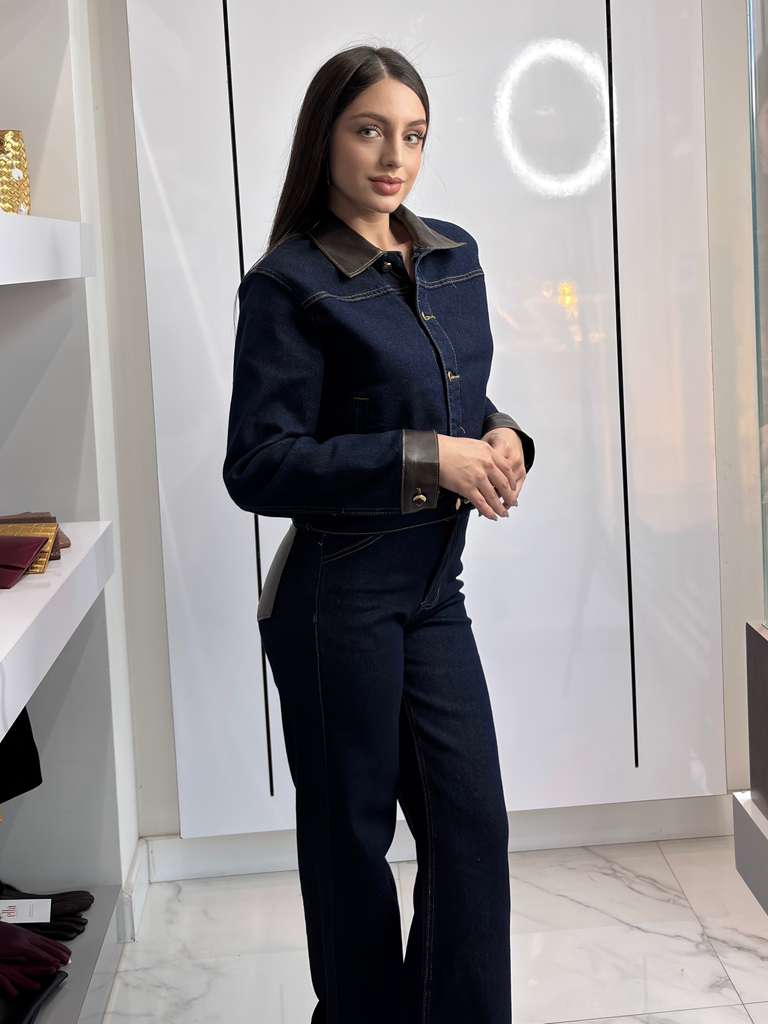 Leather Touch Denim Set