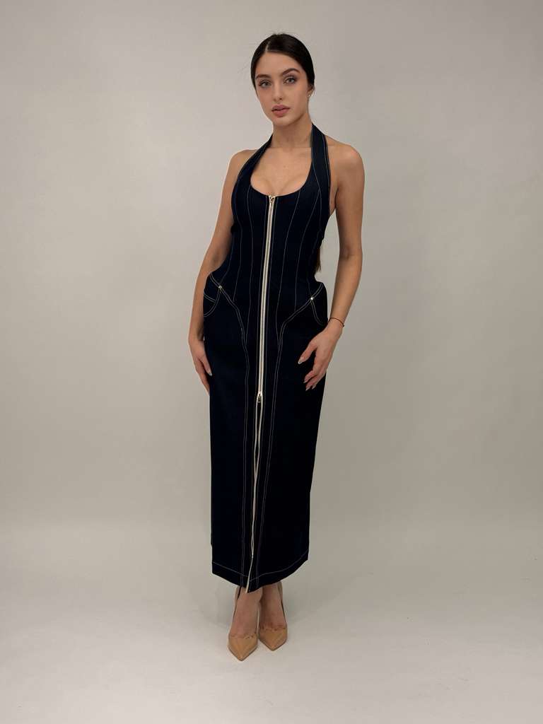 Modern Axis Denim Midi Dress