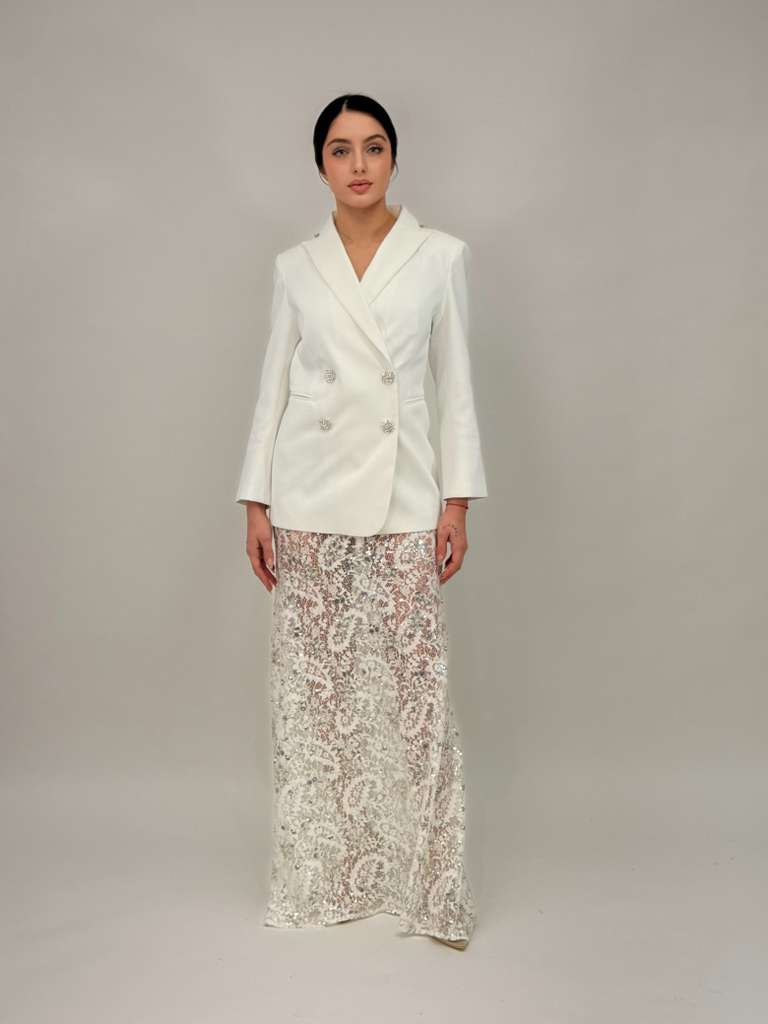 All White Couture Monaco Skirt Set