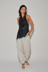 Noir Plume Asymmetry Blouse