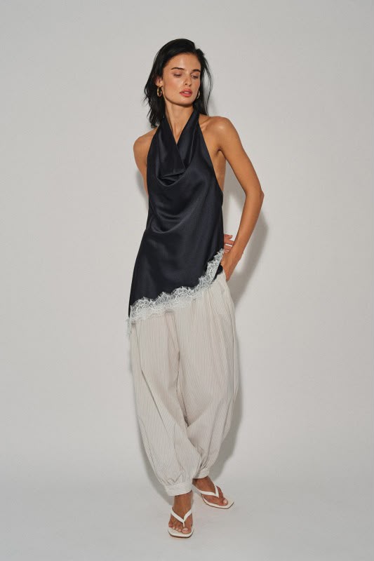 Noir Plume Asymmetry Blouse