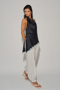 Noir Plume Asymmetry Blouse