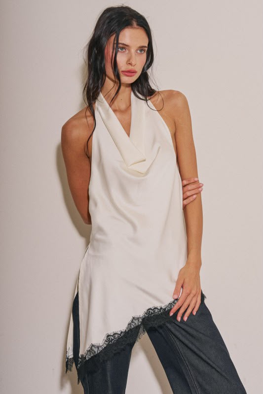 Noir Plume Asymmetry Blouse
