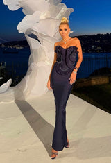 Noir Rosette Sculpt Dress