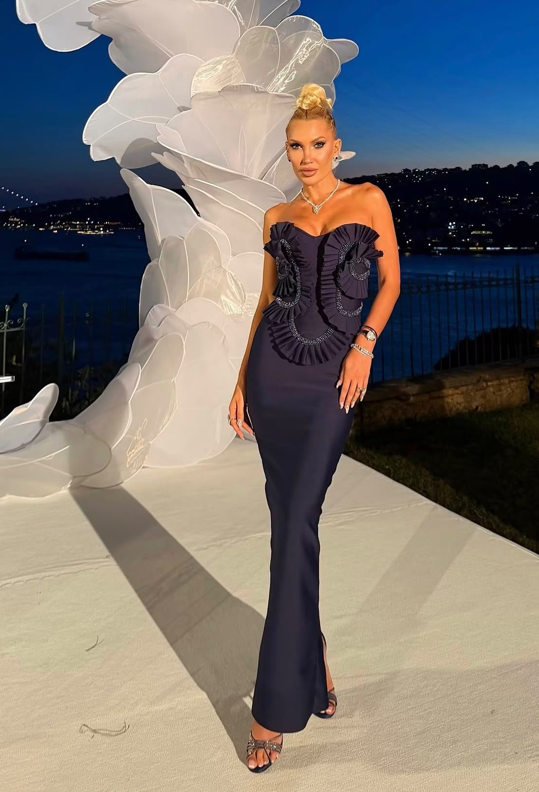 Noir Rosette Sculpt Dress